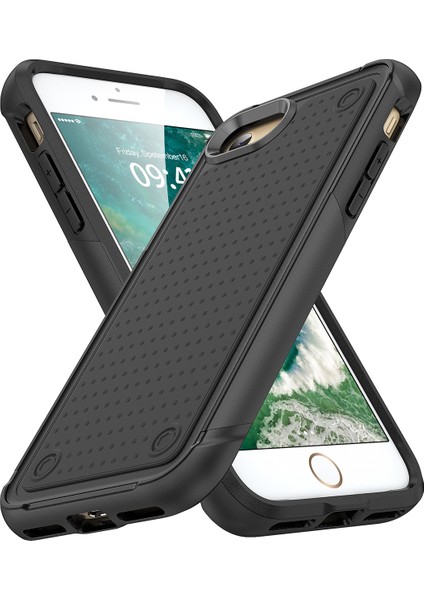 iPhone 8 / 7 / iPhone Se 2020, 2022 Için Çift Katmanlı Sert Pc Yumuşak Tpu Telefon Kılıfı - Siyah (Yurt Dışından)