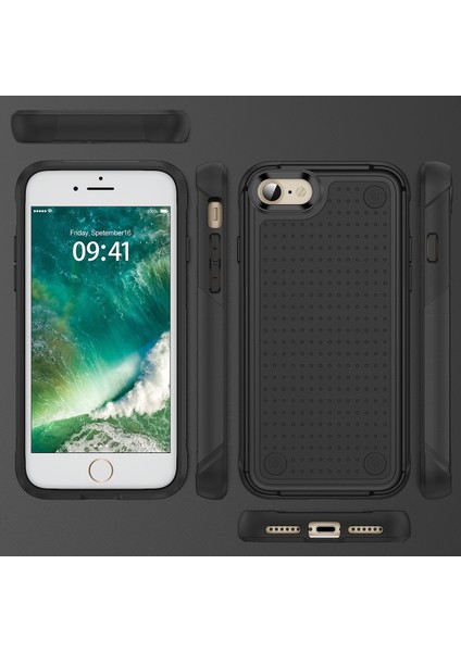 iPhone 8 / 7 / iPhone Se 2020, 2022 Için Çift Katmanlı Sert Pc Yumuşak Tpu Telefon Kılıfı - Siyah (Yurt Dışından)