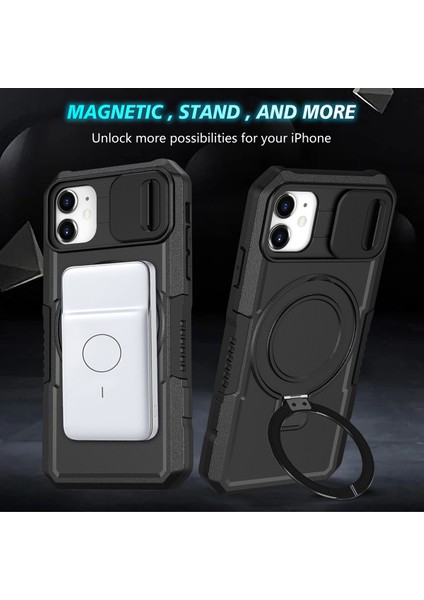 iPhone 11 Için Magsafe ile Uyumlu, Manyetik Halkalı Stand Ağır Hizmet Telefon Kılıfı - Siyah (Yurt Dışından) fırsatları
