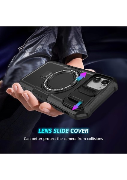 iPhone 11 Için Magsafe ile Uyumlu, Manyetik Halkalı Stand Ağır Hizmet Telefon Kılıfı - Siyah (Yurt Dışından) indirimleri