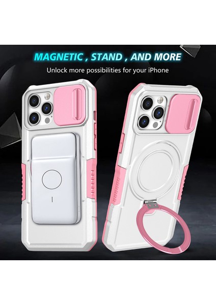 iPhone 12 Pro Max Için Magsafe ile Uyumlu, Manyetik Halkalı Stand Ağır Hizmet Telefon Kılıfı - Beyaz (Yurt Dışından) fırsatları