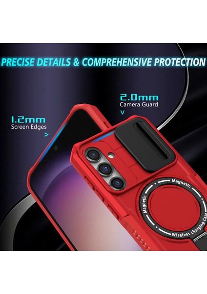 Samsung Galaxy S23 Fe Için Magsafe ile Uyumlu, Manyetik Halkalı Stand Ağır Hizmet Telefon Kılıfı - Kırmızı (Yurt Dışından) fiyatları