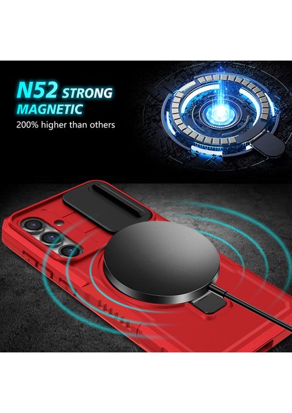 Samsung Galaxy S23 Fe Için Magsafe ile Uyumlu, Manyetik Halkalı Stand Ağır Hizmet Telefon Kılıfı - Kırmızı (Yurt Dışından) modelleri