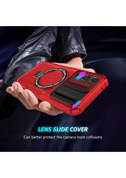 Samsung Galaxy S23 Fe Için Magsafe ile Uyumlu, Manyetik Halkalı Stand Ağır Hizmet Telefon Kılıfı - Kırmızı (Yurt Dışından) indirimleri