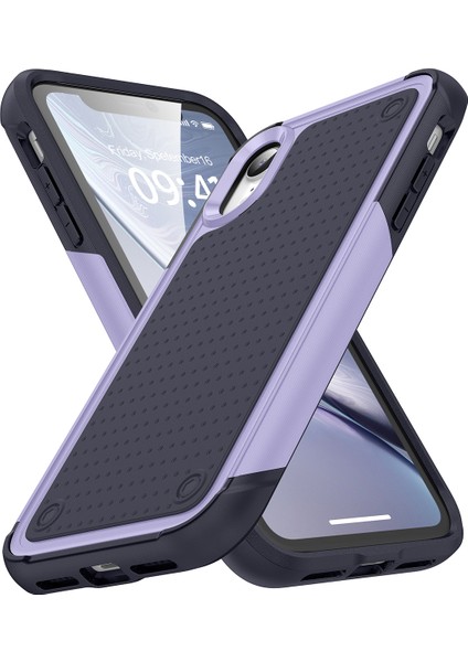 iPhone Xr Için Çift Katmanlı Sert Pc Yumuşak Tpu Telefon Kılıfı - Mor - Mavi (Yurt Dışından)