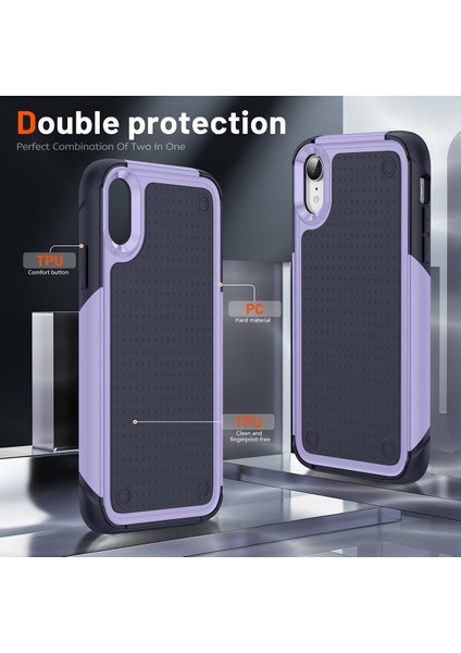 iPhone Xr Için Çift Katmanlı Sert Pc Yumuşak Tpu Telefon Kılıfı - Mor - Mavi (Yurt Dışından) modelleri