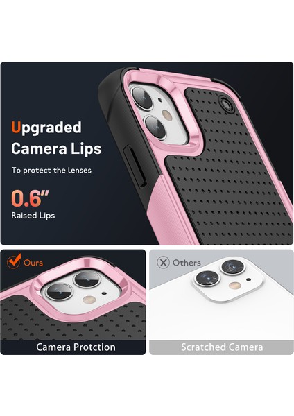 iPhone 12 / 12 Pro Için Çift Katmanlı Sert Pc Yumuşak Tpu Telefon Kılıfı - Pembe - Siyah (Yurt Dışından) indirimleri