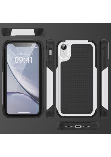 iPhone Xr Için Çift Katmanlı Sert Pc Yumuşak Tpu Telefon Kılıfı - Beyaz - Siyah (Yurt Dışından) fiyatları