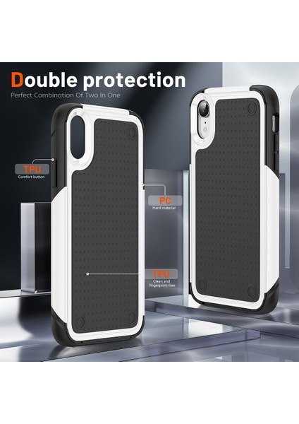 iPhone Xr Için Çift Katmanlı Sert Pc Yumuşak Tpu Telefon Kılıfı - Beyaz - Siyah (Yurt Dışından) modelleri