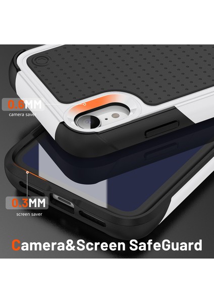 iPhone Xr Için Çift Katmanlı Sert Pc Yumuşak Tpu Telefon Kılıfı - Beyaz - Siyah (Yurt Dışından) fırsatları