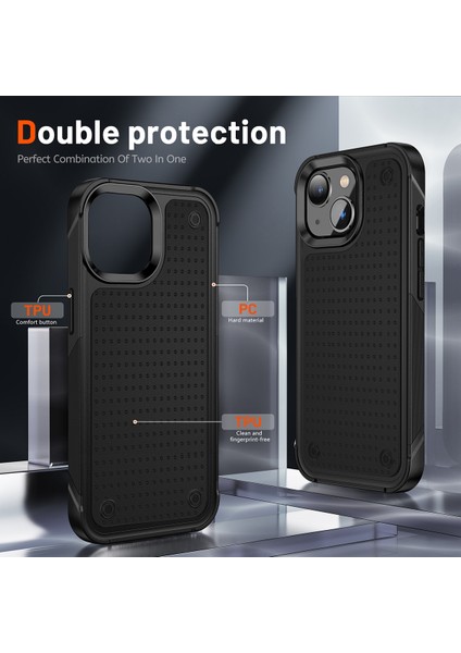 iPhone 15 Için Çift Katmanlı Sert Pc Yumuşak Tpu Telefon Kılıfı - Siyah (Yurt Dışından) fiyatları