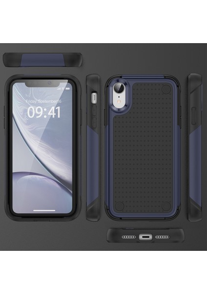 iPhone Xr Için Çift Katmanlı Sert Pc Yumuşak Tpu Telefon Kılıfı - Mavi - Siyah (Yurt Dışından) fiyatları
