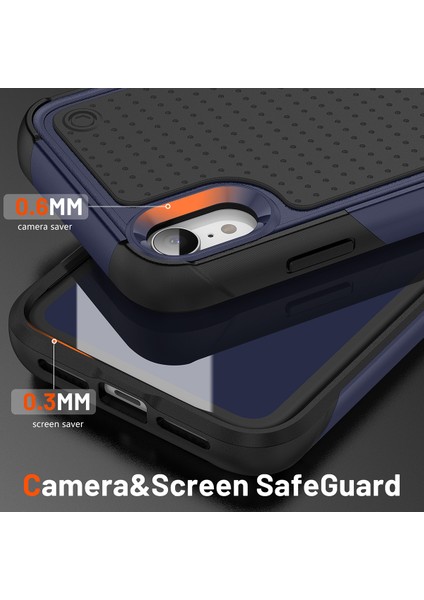 iPhone Xr Için Çift Katmanlı Sert Pc Yumuşak Tpu Telefon Kılıfı - Mavi - Siyah (Yurt Dışından) fırsatları