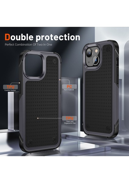 iPhone 15 Plus Için Çift Katmanlı Sert Pc Yumuşak Tpu Telefon Kılıfı - Gri - Siyah (Yurt Dışından)