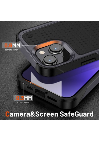 iPhone 15 Plus Için Çift Katmanlı Sert Pc Yumuşak Tpu Telefon Kılıfı - Gri - Siyah (Yurt Dışından)