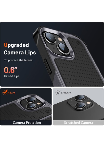 iPhone 15 Plus Için Çift Katmanlı Sert Pc Yumuşak Tpu Telefon Kılıfı - Gri - Siyah (Yurt Dışından)