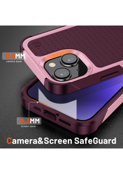 iPhone 15 Plus Için Çift Katmanlı Sert Pc Yumuşak Tpu Telefon Kılıfı - Pembe - Kırmızı (Yurt Dışından) modelleri