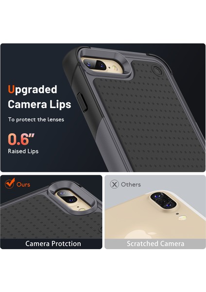 iPhone 8 Plus / 7 Plus Için Çift Katmanlı Sert Pc Yumuşak Tpu Telefon Kılıfı - Gri - Siyah (Yurt Dışından) indirimleri
