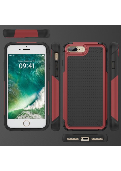 iPhone 8 Plus / 7 Plus Için Çift Katmanlı Sert Pc Yumuşak Tpu Telefon Kılıfı - Kırmızı - Siyah (Yurt Dışından) fiyatları