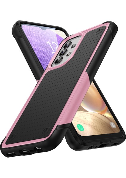 Samsung Galaxy A23/A32 5G/A13 4G/A13 5G/A04S Için Çift Katmanlı Sert Pc Yumuşak Tpu Telefon Kılıfı - Pembe - Siyah (Yurt Dışından)