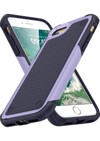 iPhone 8 / 7 / iPhone Se 2020, 2022 Için Çift Katmanlı Sert Pc Yumuşak Tpu Telefon Kılıfı - Mor - Mavi (Yurt Dışından)