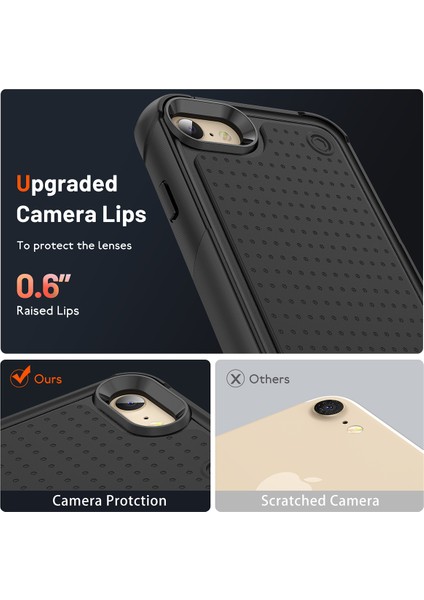 iPhone 8 / 7 / iPhone Se 2020, 2022 Için Çift Katmanlı Sert Pc Yumuşak Tpu Telefon Kılıfı - Siyah (Yurt Dışından)