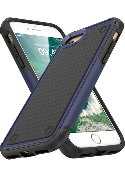 iPhone 8 / 7 / iPhone Se 2020, 2022 Için Çift Katmanlı Sert Pc Yumuşak Tpu Telefon Kılıfı - Mavi - Siyah (Yurt Dışından)