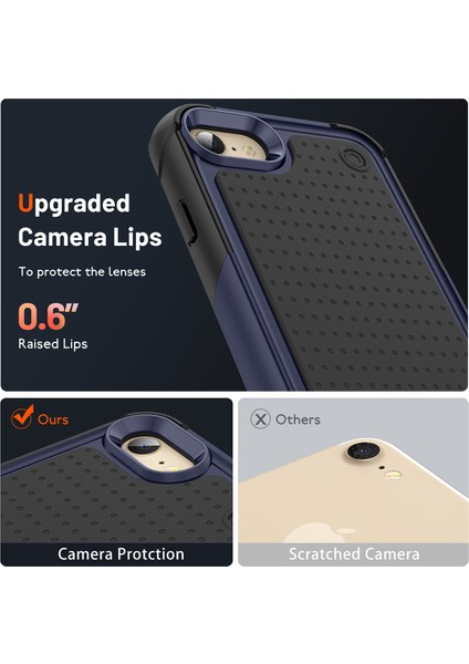 iPhone 8 / 7 / iPhone Se 2020, 2022 Için Çift Katmanlı Sert Pc Yumuşak Tpu Telefon Kılıfı - Mavi - Siyah (Yurt Dışından)