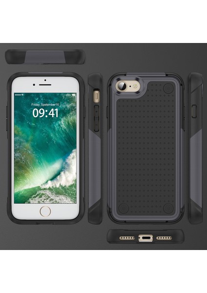 iPhone 8 / 7 / iPhone Se 2020, 2022 Için Çift Katmanlı Sert Pc Yumuşak Tpu Telefon Kılıfı - Gri - Siyah (Yurt Dışından)