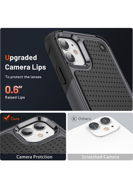 iPhone 12 / 12 Pro Için Çift Katmanlı Sert Pc Yumuşak Tpu Telefon Kılıfı - Gri - Siyah (Yurt Dışından) indirimleri