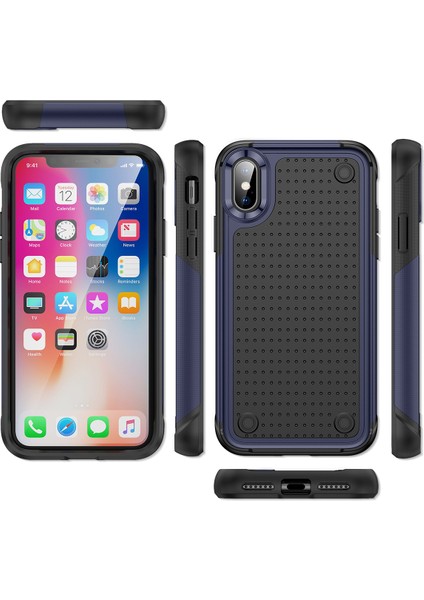 iPhone Xs /iphone x Için Çift Katmanlı Sert Pc Yumuşak Tpu Telefon Kılıfı - Mavi - Siyah (Yurt Dışından)