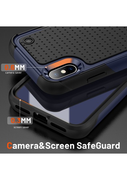 iPhone Xs /iphone x Için Çift Katmanlı Sert Pc Yumuşak Tpu Telefon Kılıfı - Mavi - Siyah (Yurt Dışından)