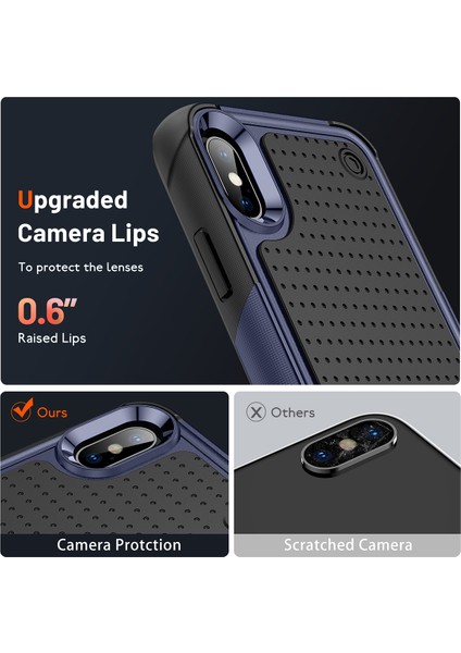 iPhone Xs /iphone x Için Çift Katmanlı Sert Pc Yumuşak Tpu Telefon Kılıfı - Mavi - Siyah (Yurt Dışından)