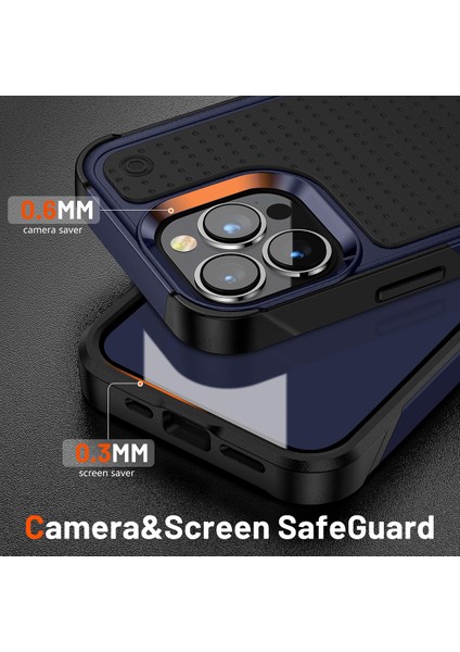 iPhone 12 Pro Max Için Çift Katmanlı Sert Pc Yumuşak Tpu Telefon Kılıfı - Mavi - Siyah (Yurt Dışından)