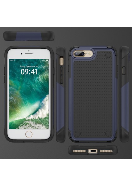 iPhone 8 Plus / 7 Plus Için Çift Katmanlı Sert Pc Yumuşak Tpu Telefon Kılıfı - Mavi - Siyah (Yurt Dışından) fiyatları
