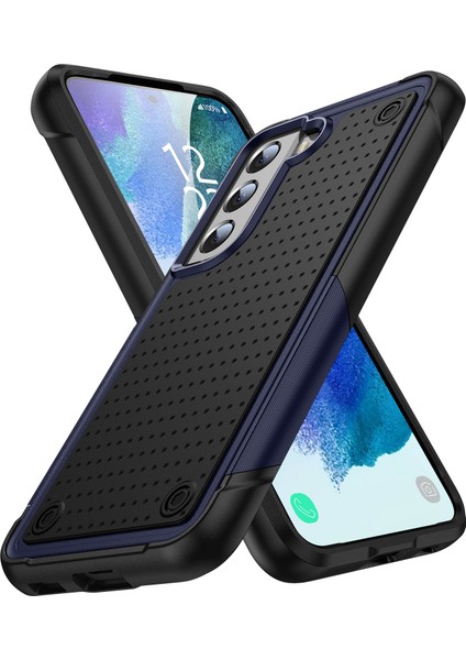 Samsung Galaxy S21 Fe 5g Için Çift Katmanlı Sert Pc Yumuşak Tpu Telefon Kılıfı - Mavi - Siyah (Yurt Dışından)