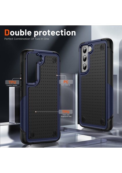 Samsung Galaxy S21 Fe 5g Için Çift Katmanlı Sert Pc Yumuşak Tpu Telefon Kılıfı - Mavi - Siyah (Yurt Dışından) modelleri