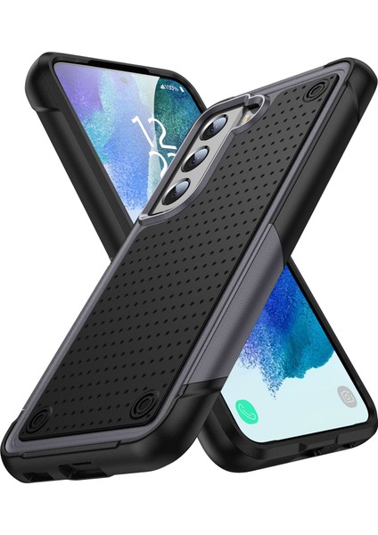 Samsung Galaxy S21 Fe 5g Için Çift Katmanlı Sert Pc Yumuşak Tpu Telefon Kılıfı - Gri - Siyah (Yurt Dışından)