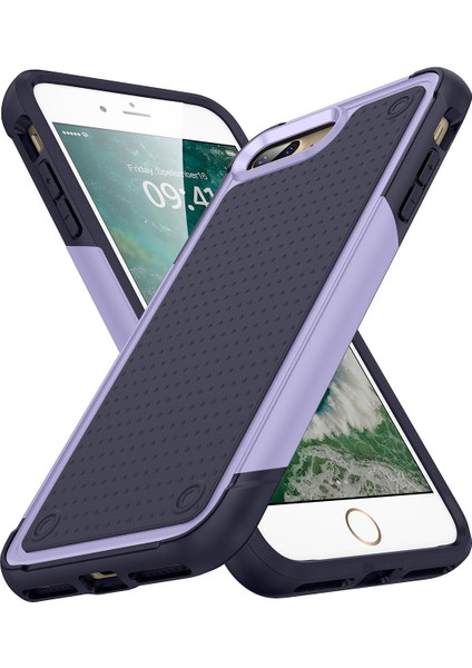 iPhone 8 Plus / 7 Plus Için Çift Katmanlı Sert Pc Yumuşak Tpu Telefon Kılıfı - Mor - Mavi (Yurt Dışından)