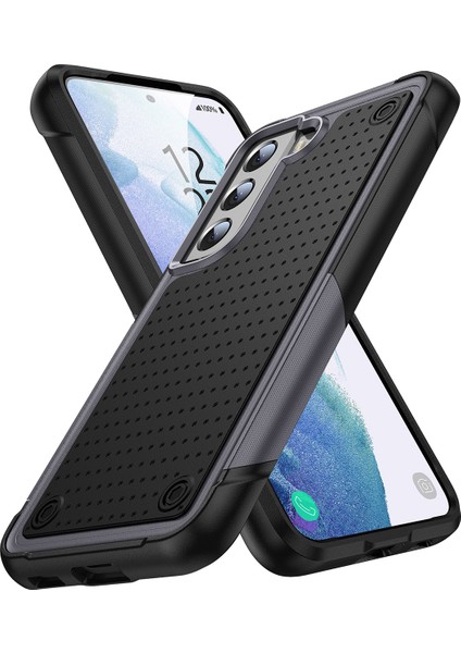 Samsung Galaxy S21 5g Için Çift Katmanlı Sert Pc Yumuşak Tpu Telefon Kılıfı - Gri - Siyah (Yurt Dışından)