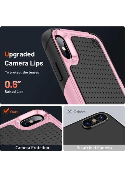 iPhone Xs /iphone x Için Çift Katmanlı Sert Pc Yumuşak Tpu Telefon Kılıfı - Pembe - Siyah (Yurt Dışından)