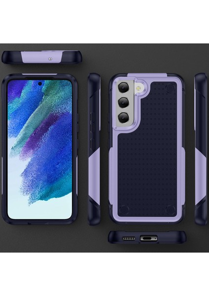 Samsung Galaxy S21 Fe 5g Için Çift Katmanlı Sert Pc Yumuşak Tpu Telefon Kılıfı - Mor - Mavi (Yurt Dışından)
