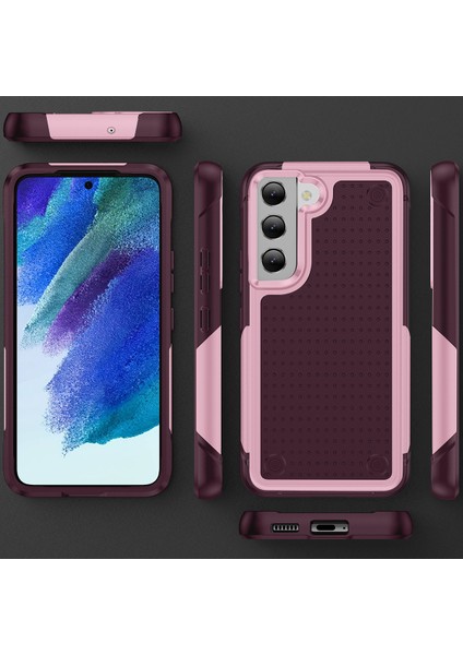 Samsung Galaxy S21 Fe 5g Için Çift Katmanlı Sert Pc Yumuşak Tpu Telefon Kılıfı - Pembe - Kırmızı (Yurt Dışından)