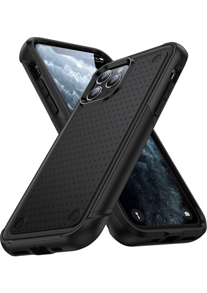 iPhone 11 Pro Için Çift Katmanlı Sert Pc Yumuşak Tpu Telefon Kılıfı - Siyah (Yurt Dışından)