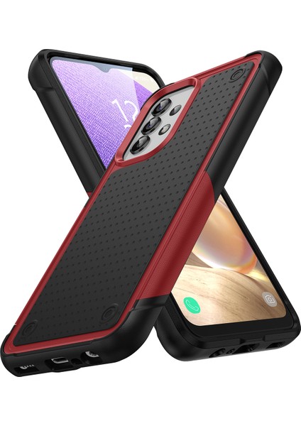 Samsung Galaxy A23/A32 5G/A13 4G/A13 5G/A04S Için Çift Katmanlı Sert Pc Yumuşak Tpu Telefon Kılıfı - Kırmızı - Siyah (Yurt Dışından)