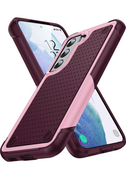 Samsung Galaxy S21+ 5g Için Çift Katmanlı Sert Pc Yumuşak Tpu Telefon Kılıfı - Pembe - Kırmızı (Yurt Dışından)