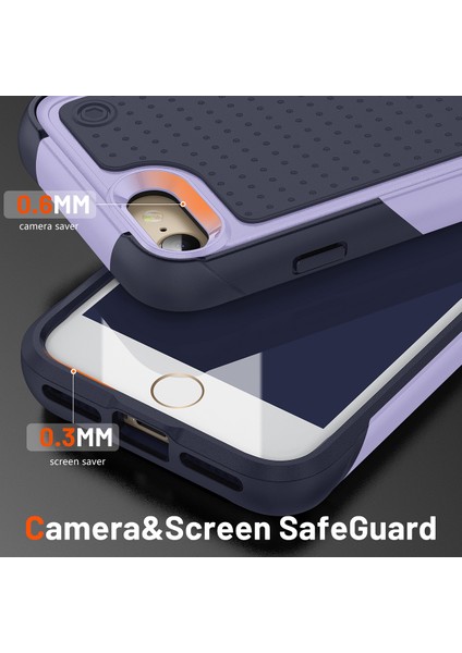 iPhone 8 / 7 / iPhone Se 2020, 2022 Için Çift Katmanlı Sert Pc Yumuşak Tpu Telefon Kılıfı - Mor - Mavi (Yurt Dışından)