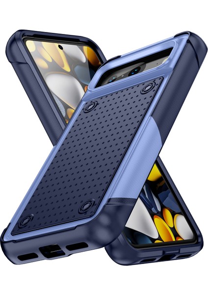 Google Pixel 8 Için Çift Katmanlı Sert Pc Yumuşak Tpu Telefon Kılıfı - Mor - Mavi (Yurt Dışından)