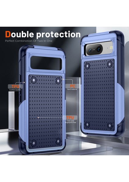 Google Pixel 8 Için Çift Katmanlı Sert Pc Yumuşak Tpu Telefon Kılıfı - Mor - Mavi (Yurt Dışından) modelleri