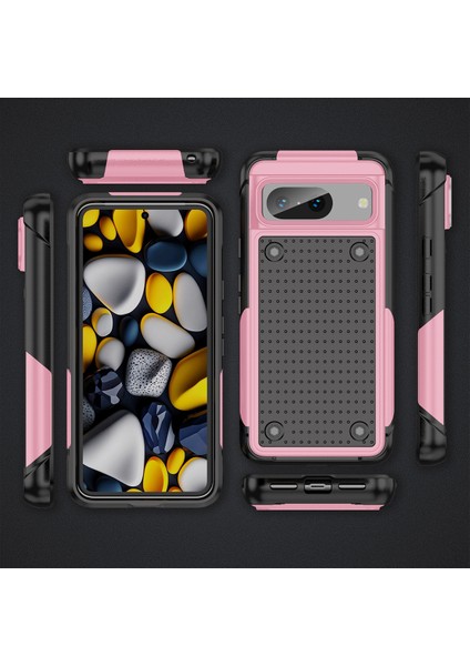 Google Pixel 8 Için Çift Katmanlı Sert Pc Yumuşak Tpu Telefon Kılıfı - Pembe - Siyah (Yurt Dışından) fiyatları